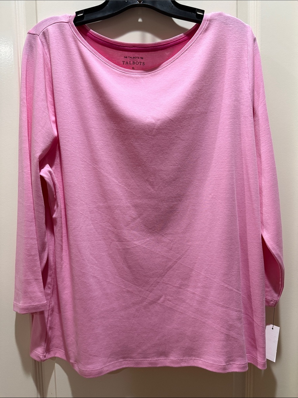 Talbots Pink Pullover Crewneck Tee 3/4 sleeves XL NWT